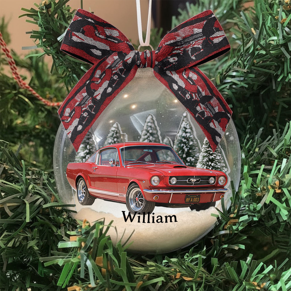 Personalized Christmas Silver Jeep Grand Cherokee Snow Globe Ornament Car Lover Gift
