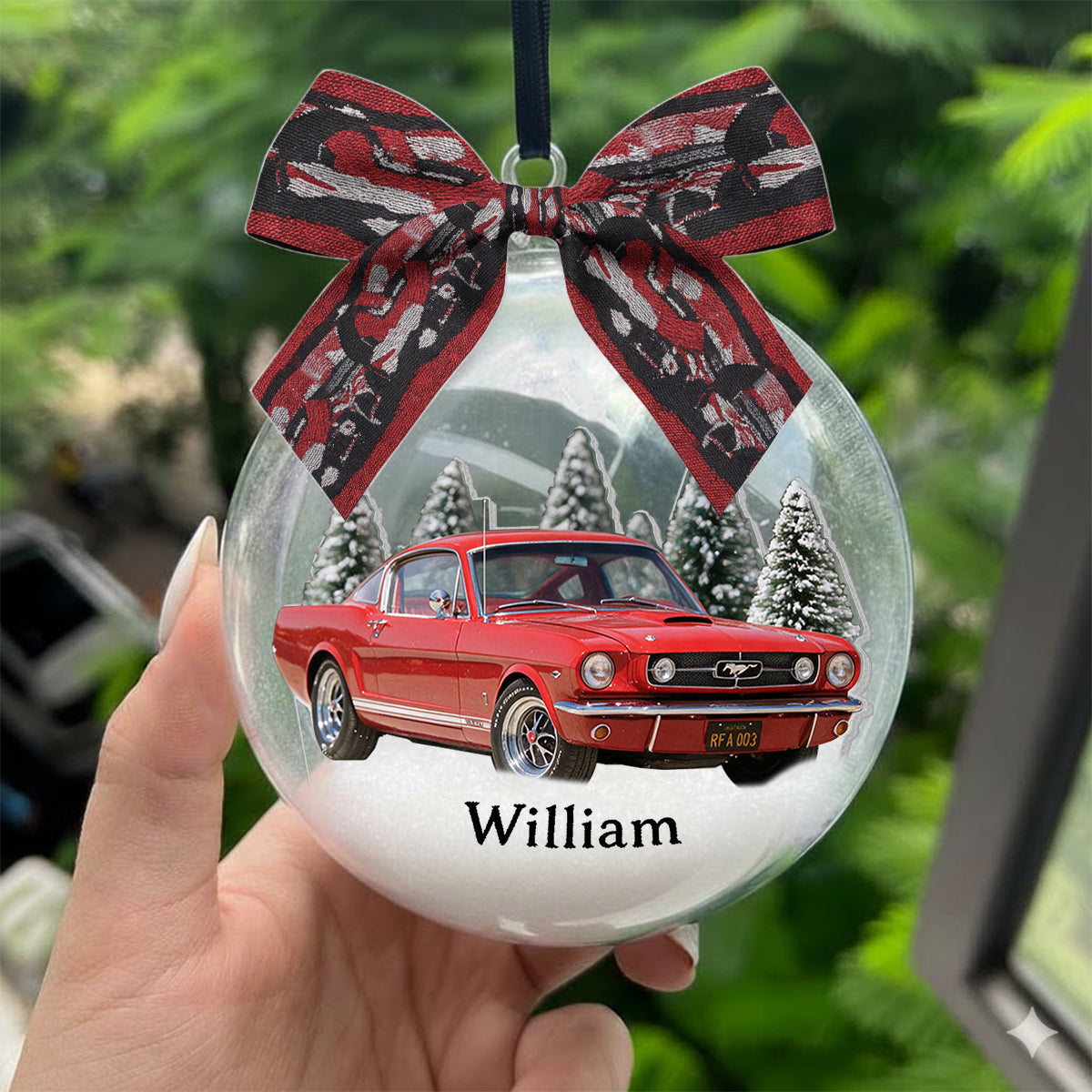 Personalized Christmas White Hyundai Tucson Snow Globe Ornament Car Lover Gift