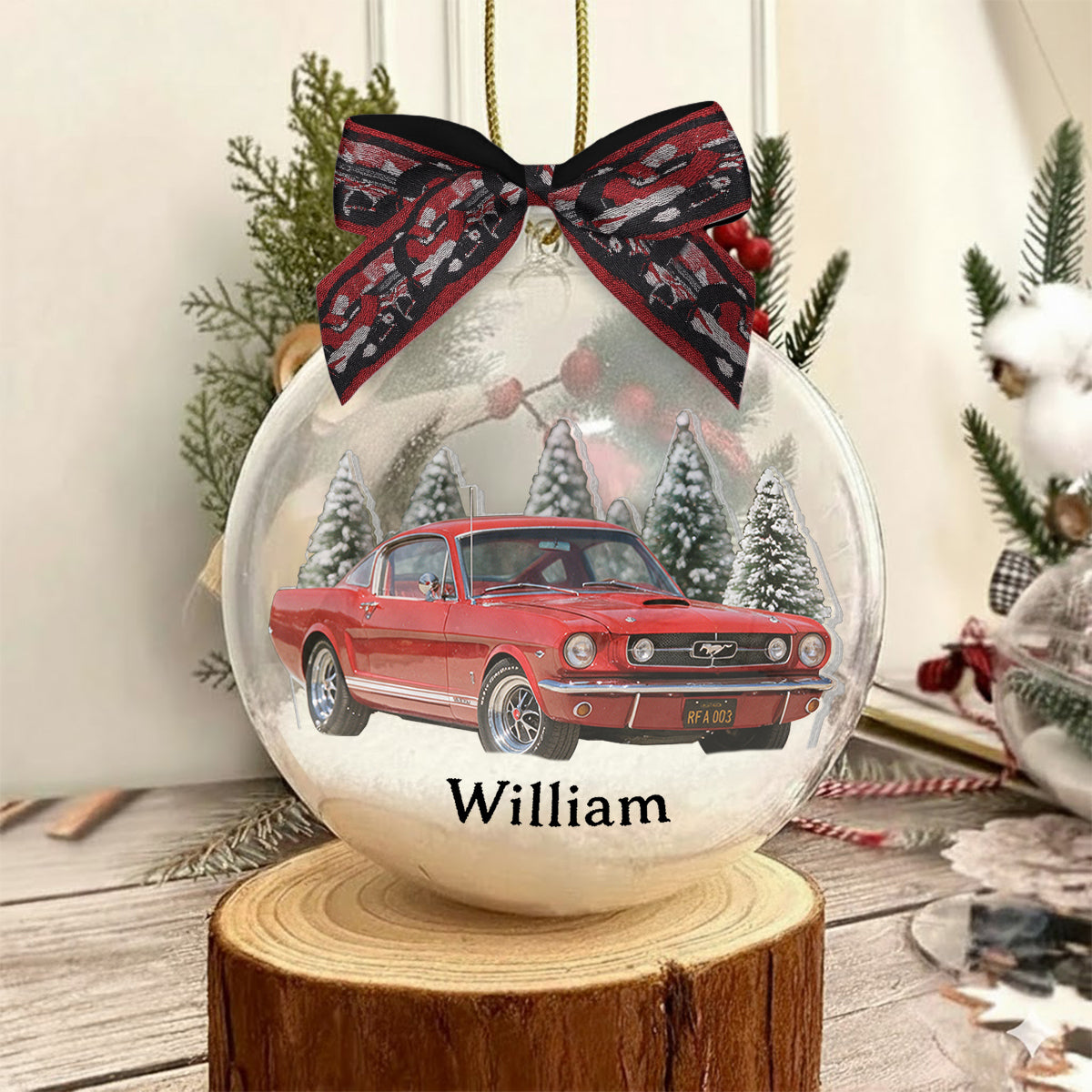 Personalized Christmas Silver Jeep Grand Cherokee Snow Globe Ornament Car Lover Gift