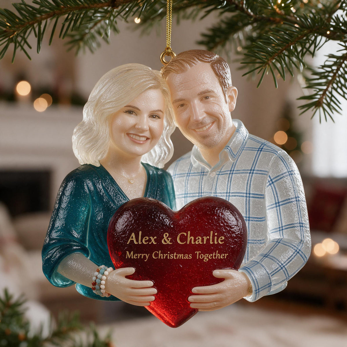Personalized Christmas Middle-Aged Couple Glass Ornament Husband Wife Gift