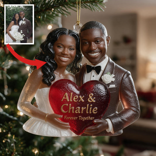 Personalisierte Hochzeits-Glasornament für schwarze Paare, individuelles Geschenk