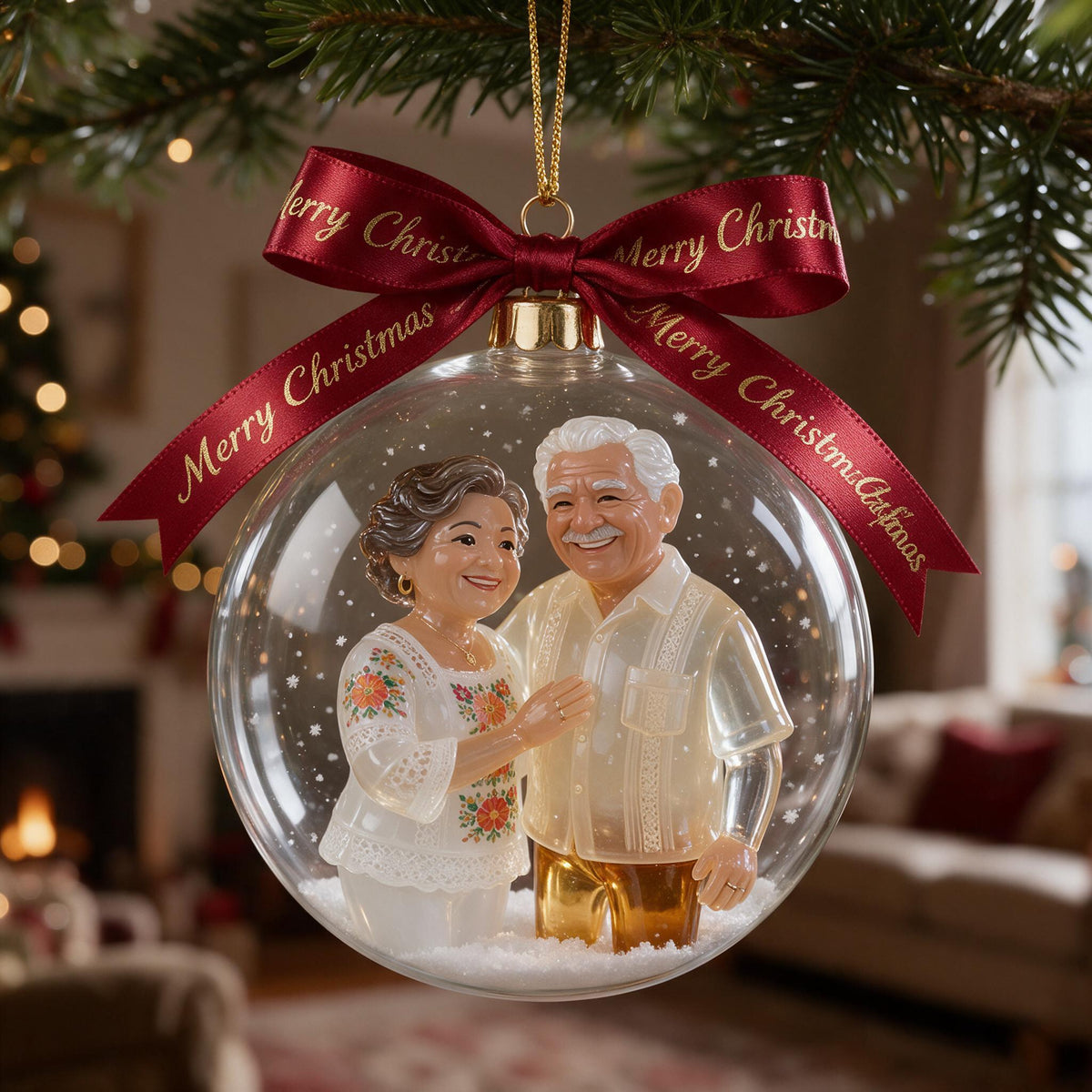 Personalisierte Weihnachtsdekoration für ältere Latino-Paare