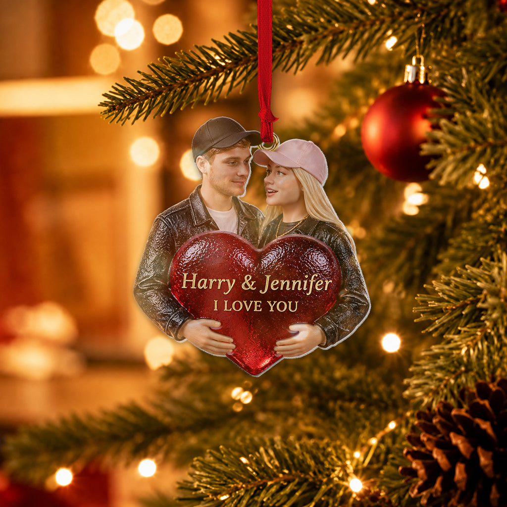 Personalized Black Gay Couple Christmas Glass Ornament Couple Gift