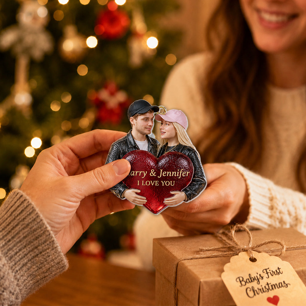 Personalized Wedding Black Couple Custom Glass Ornament, Couple Keepsake Gift