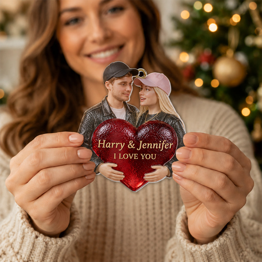 Personalized Christmas Black Lesbian Couple Glass Ornament LGBT Couple Keepsake