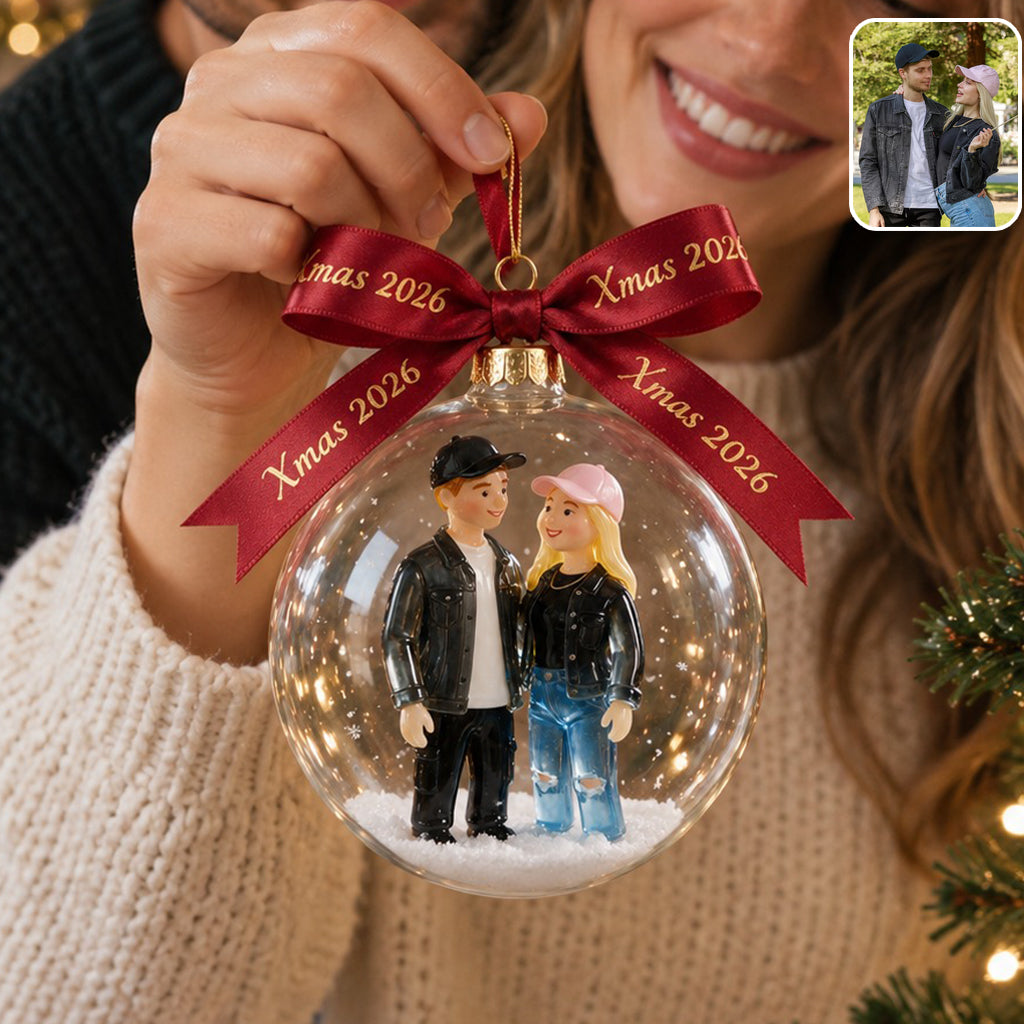 Personalized Christmas Wedding Couple Snow Globe Ornament Holiday Keepsake Gift