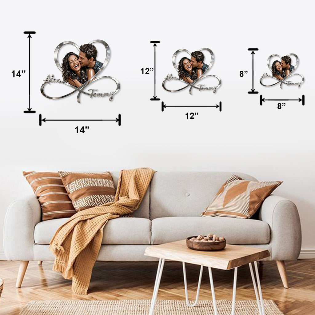 Personalized Custom Photo Black Lesbian Couple Infinity Heart Metal Sign Bedroom Decor