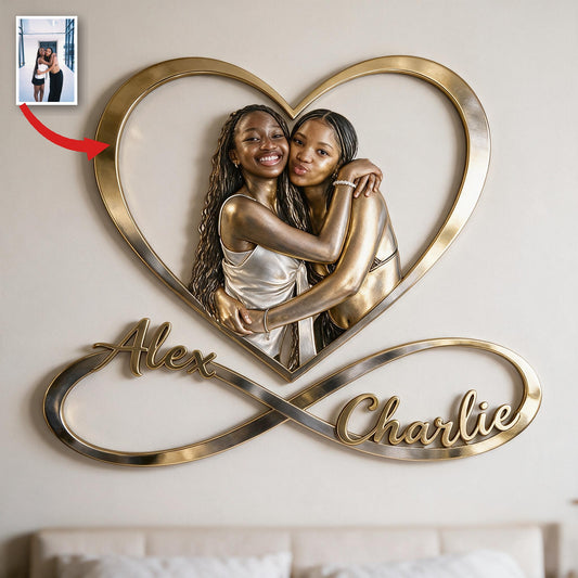 Personalisierte Foto Metalltafel für schwarze lesbische Paare