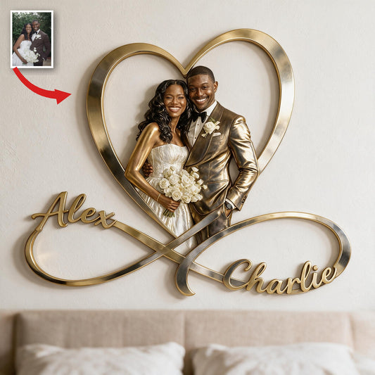 Personalisierte Foto-Hochzeitsschild für schwarze Paare - Unendliches Herz