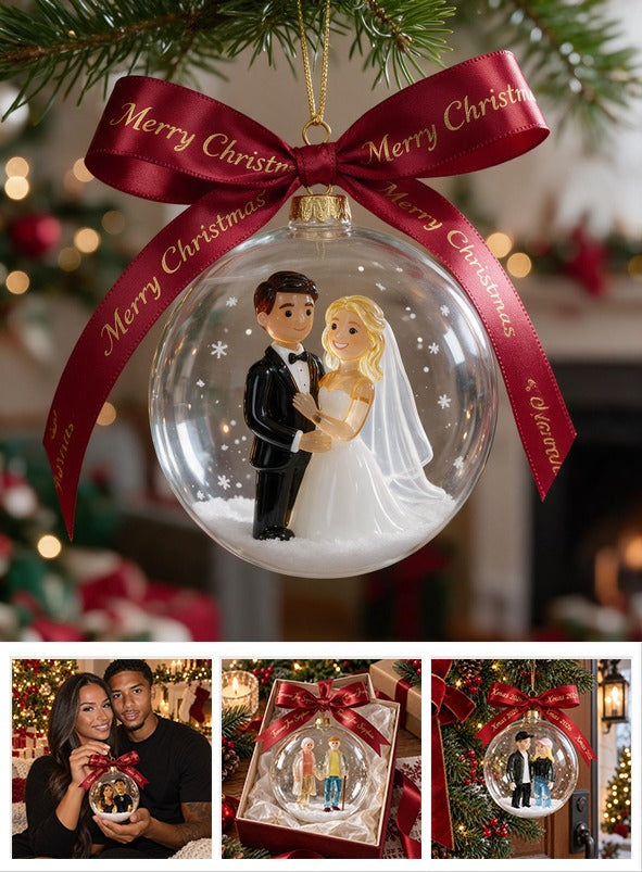 Personalized Christmas Wedding Couple Snow Globe Ornament Holiday Keepsake Gift
