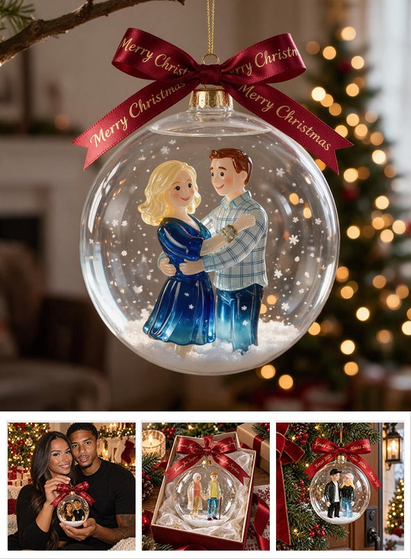 Personalized Christmas Middle-Aged Couple Snow Globe Ornament Holiday Gift for Parents