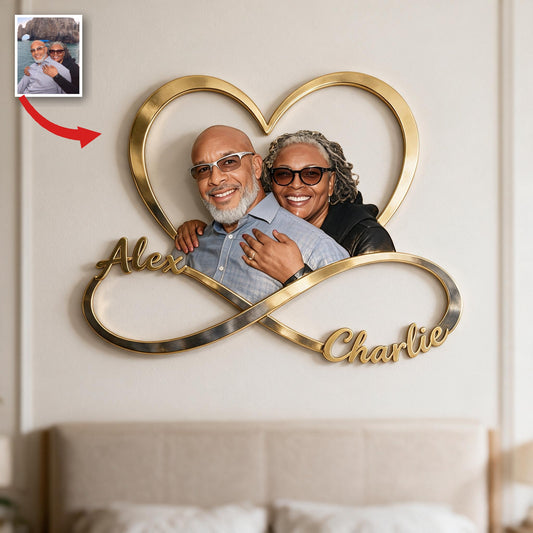 Personalisierte Foto Metall-Schild für ein mittleres schwarzes Paar