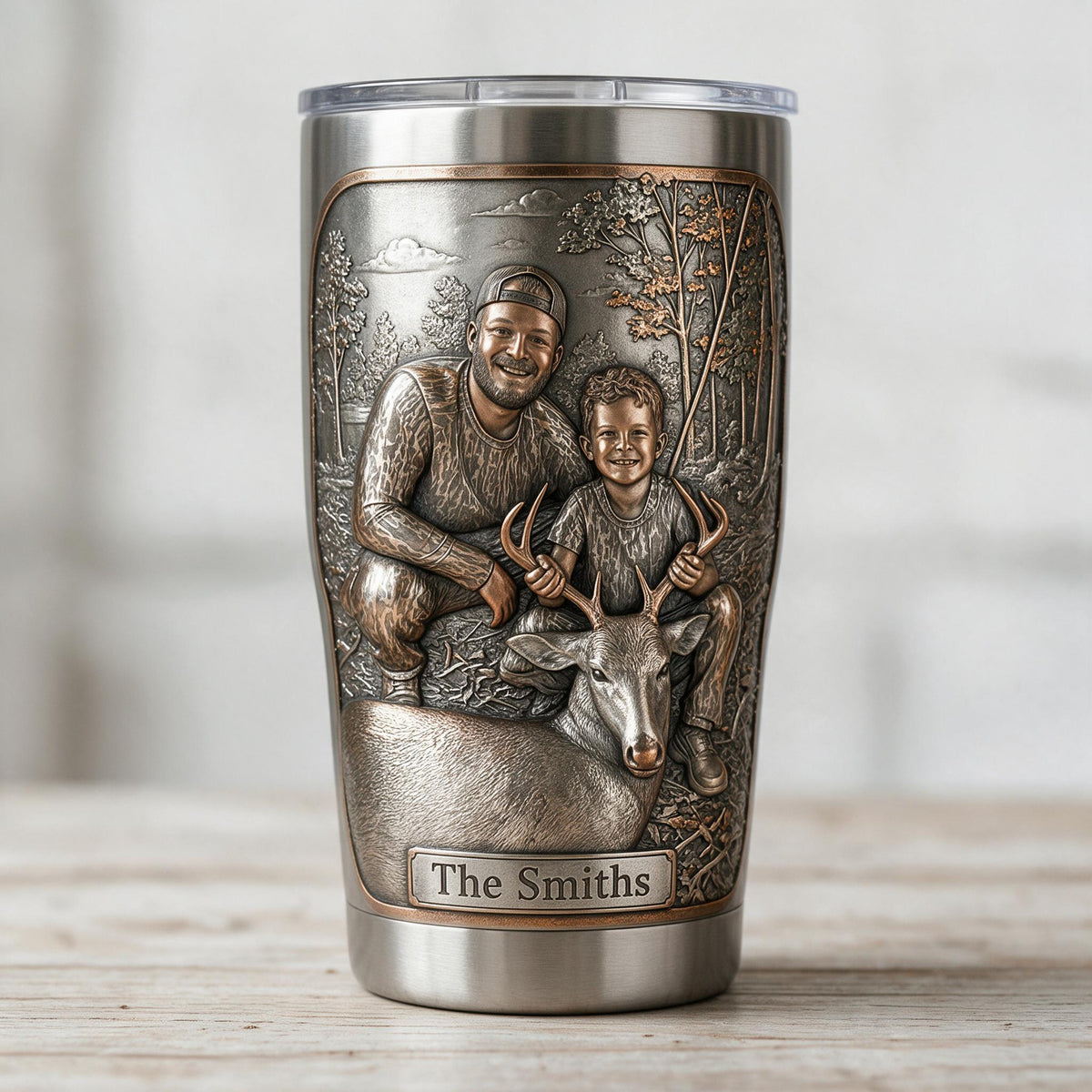 Personalized Custom Photo Hunter and Child with Deer Hunting Tumbler