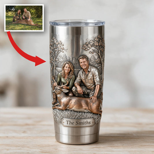 Personalisierter Tumbler für Jagdpaare mit Reh - Jagdgeschenk