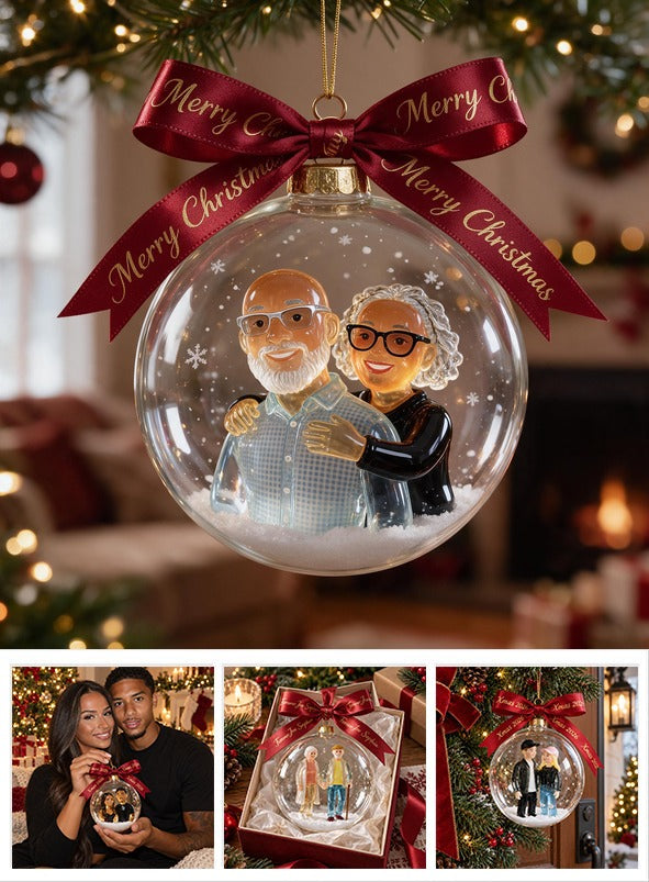 Personalized Christmas Middle-Aged Black Couple Snow Globe Ornament Gift