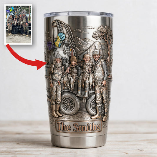 Personalisierter Foto-Hunting-Familien-Tumbler, Jagdmotiv Geschenk