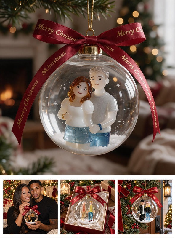 Personalized Christmas Husband Wife Couple Snow Globe Ornament Tree Decoration