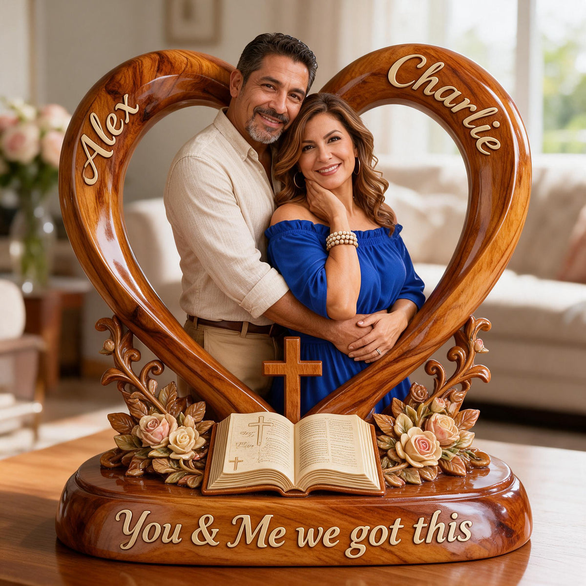 Personalized Custom Photo Middle-Aged Latino Couple Acrylic Plaque Husband Wife Gift