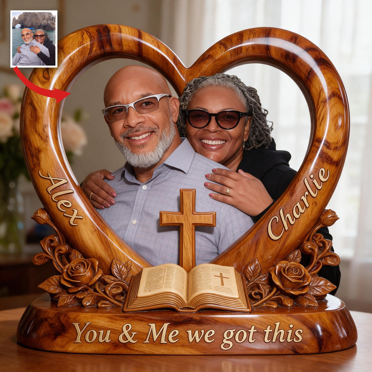 Personalized Custom Photo Middle-Aged Black Couple Acrylic Plaque Husband Wife Keepsake