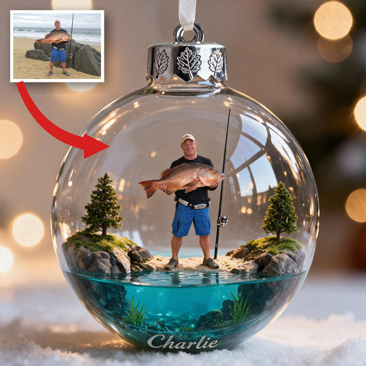 Personalisierte Weihnachtsdekoration für Fischer im mittleren Alter