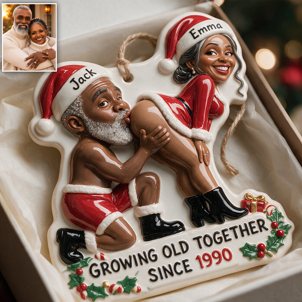 Personalized Custom Photo Christmas Middle-Aged Couple Funny 3D Ornament