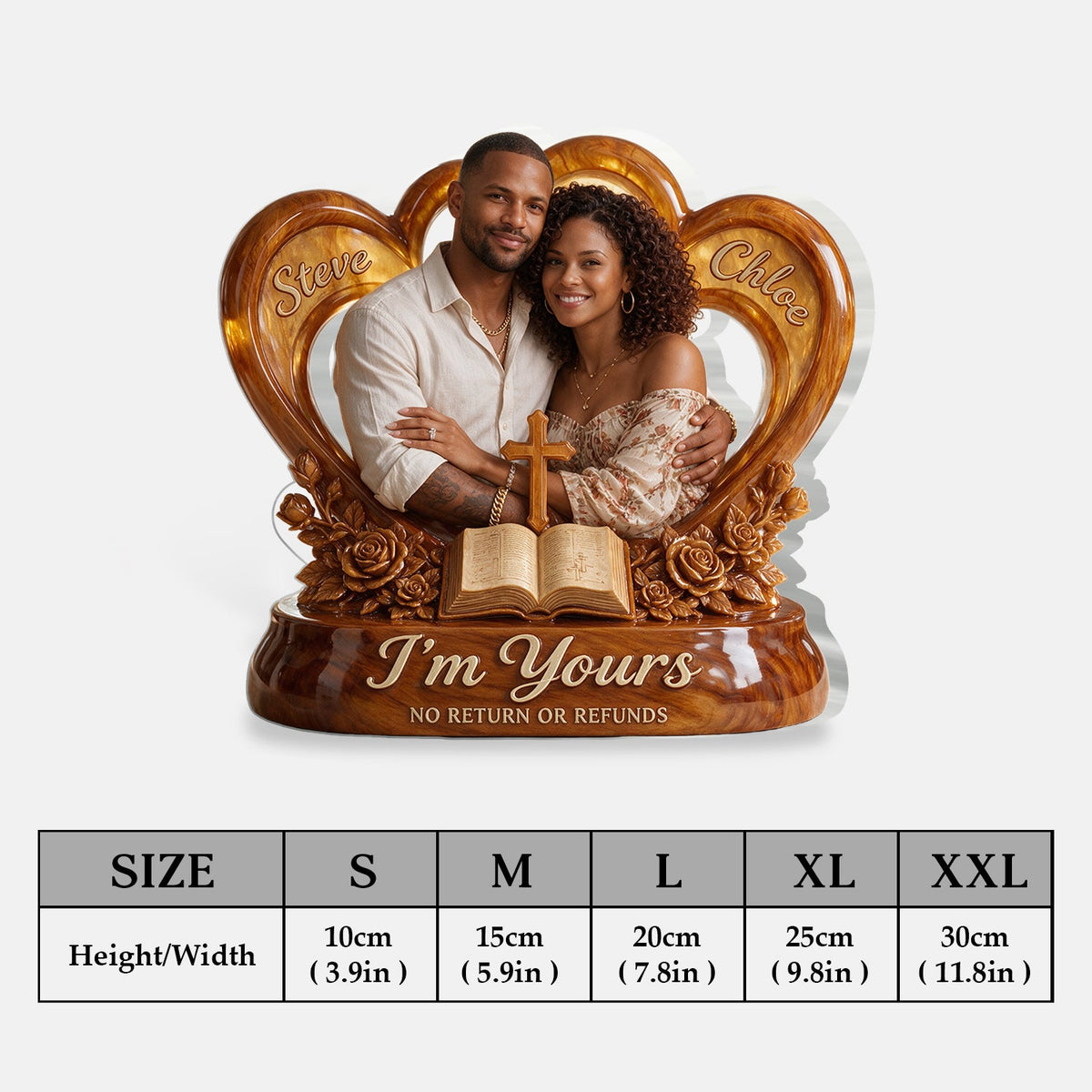 Personalized Custom Photo Middle-Aged Black Couple Acrylic Plaque Husband Wife Keepsake