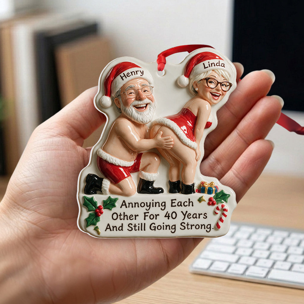 Personalized Custom Photo Christmas Black Couple Funny 3D Resin Ornament