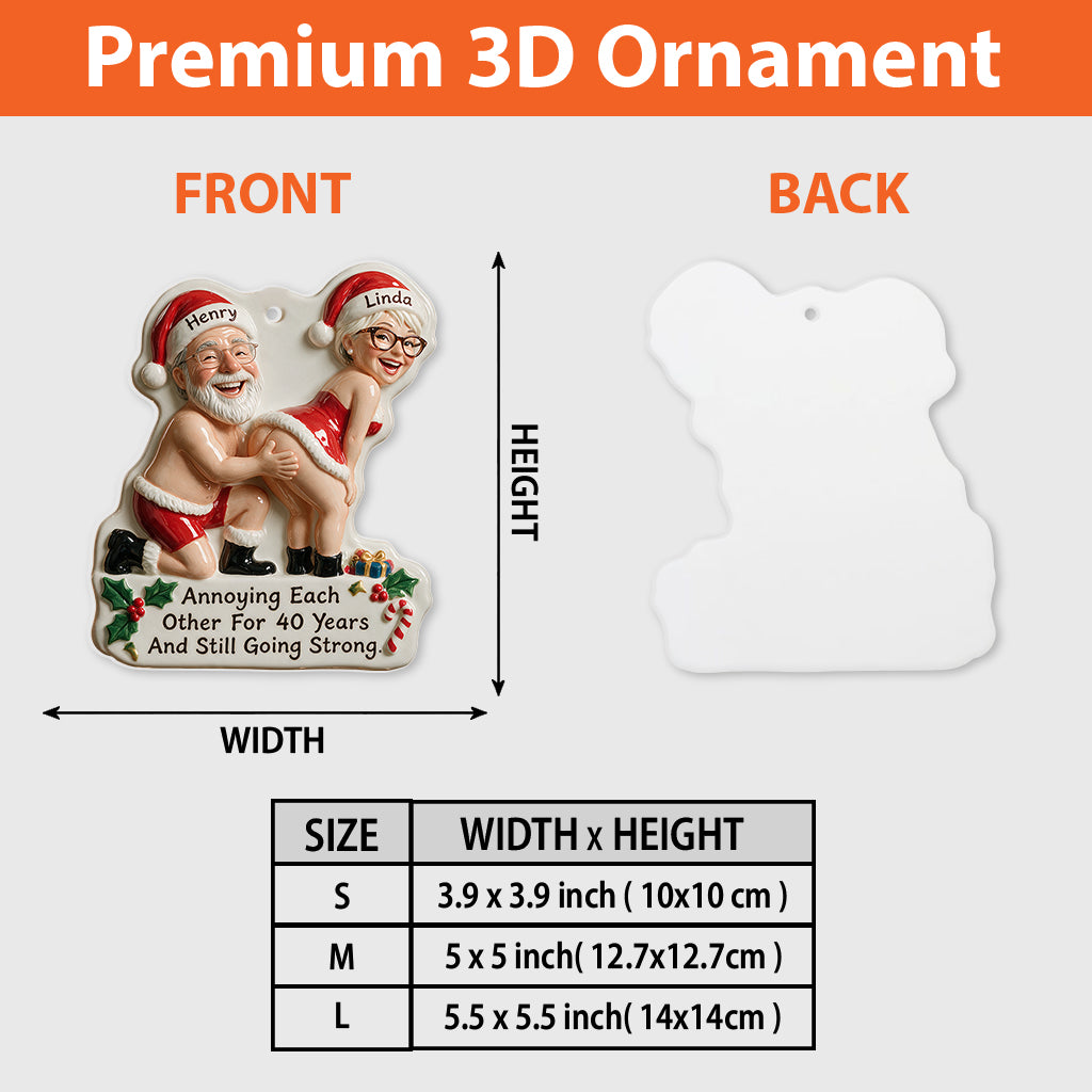 Personalized Custom Photo Christmas Older Couple Funny Spicy 3D Ornament