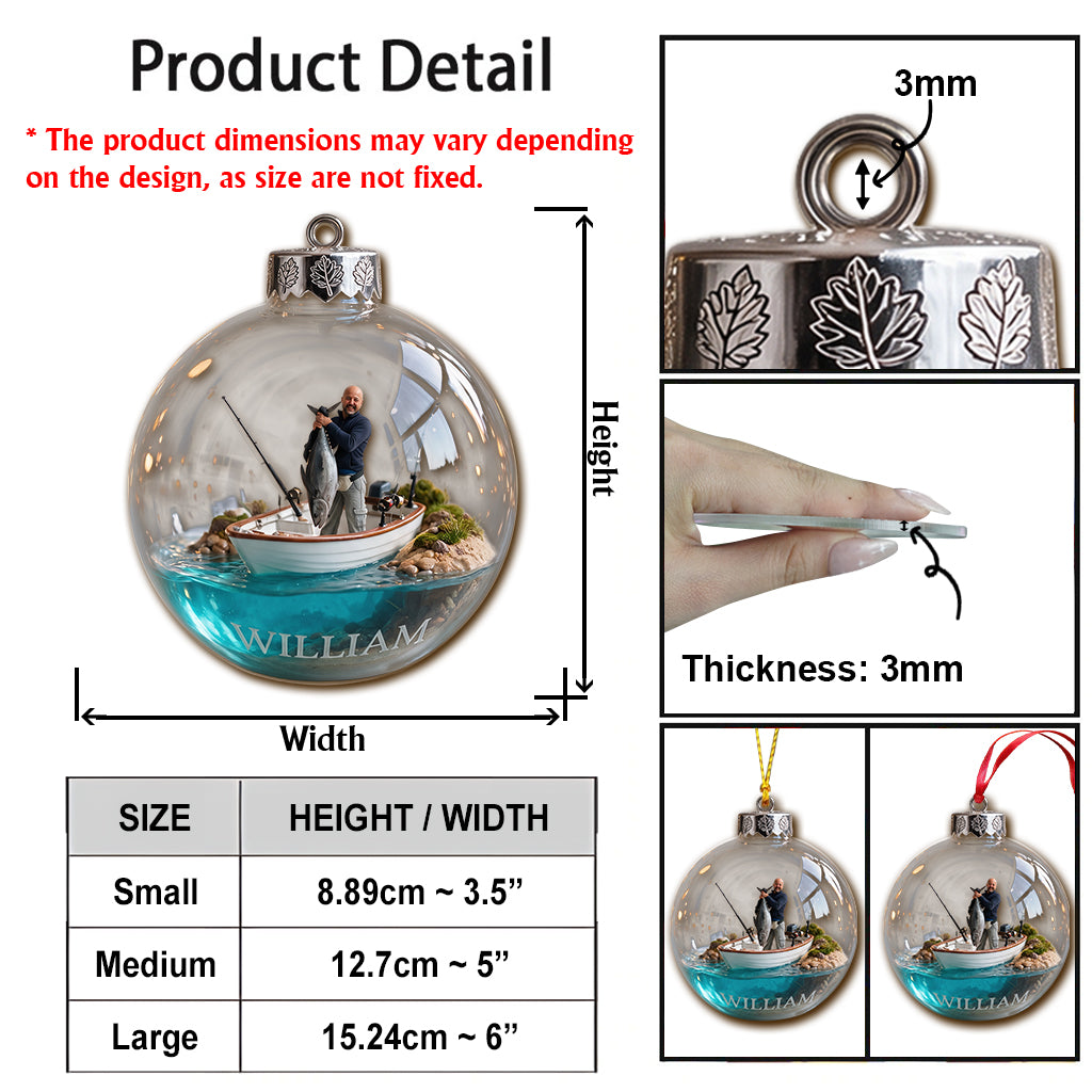 Personalized Christmas Black Fisherman Fishing Ornament Gift for Anglers