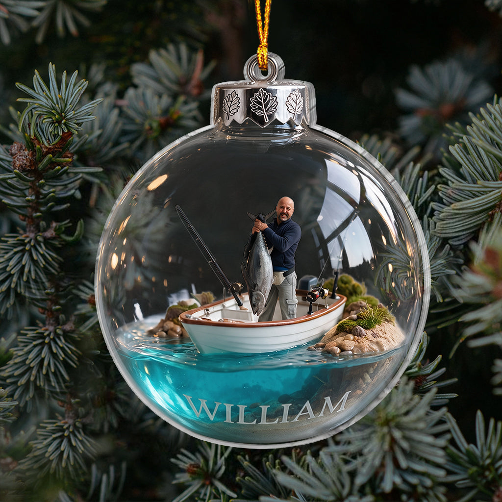Personalized Custom Photo Christmas Fishing Group Ornament
