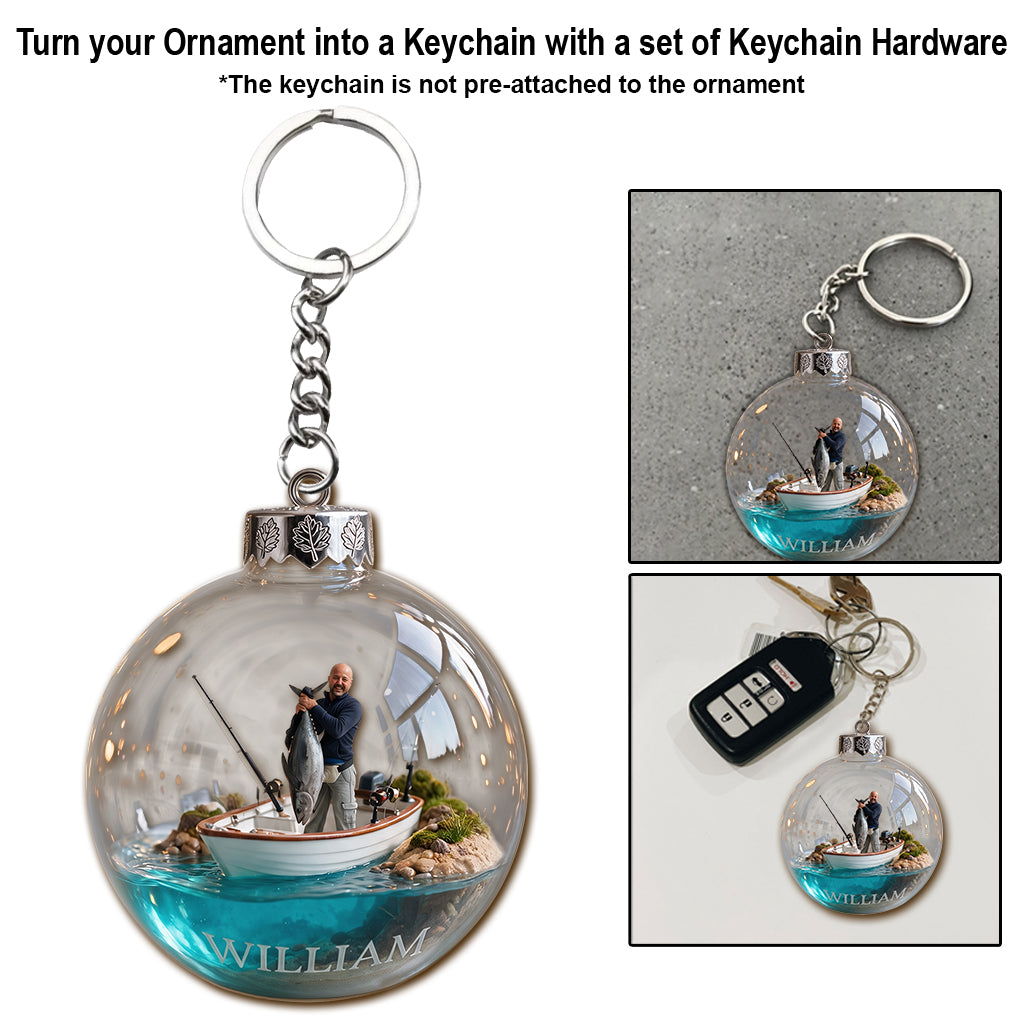 Personalized Christmas Fisherman Fishing Ornament Gift