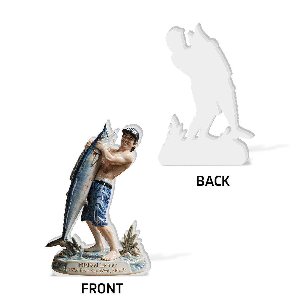 Personalized Custom Photo Middle-Aged Fishing Couple 3D Resin Plaque Fishing Home Decor