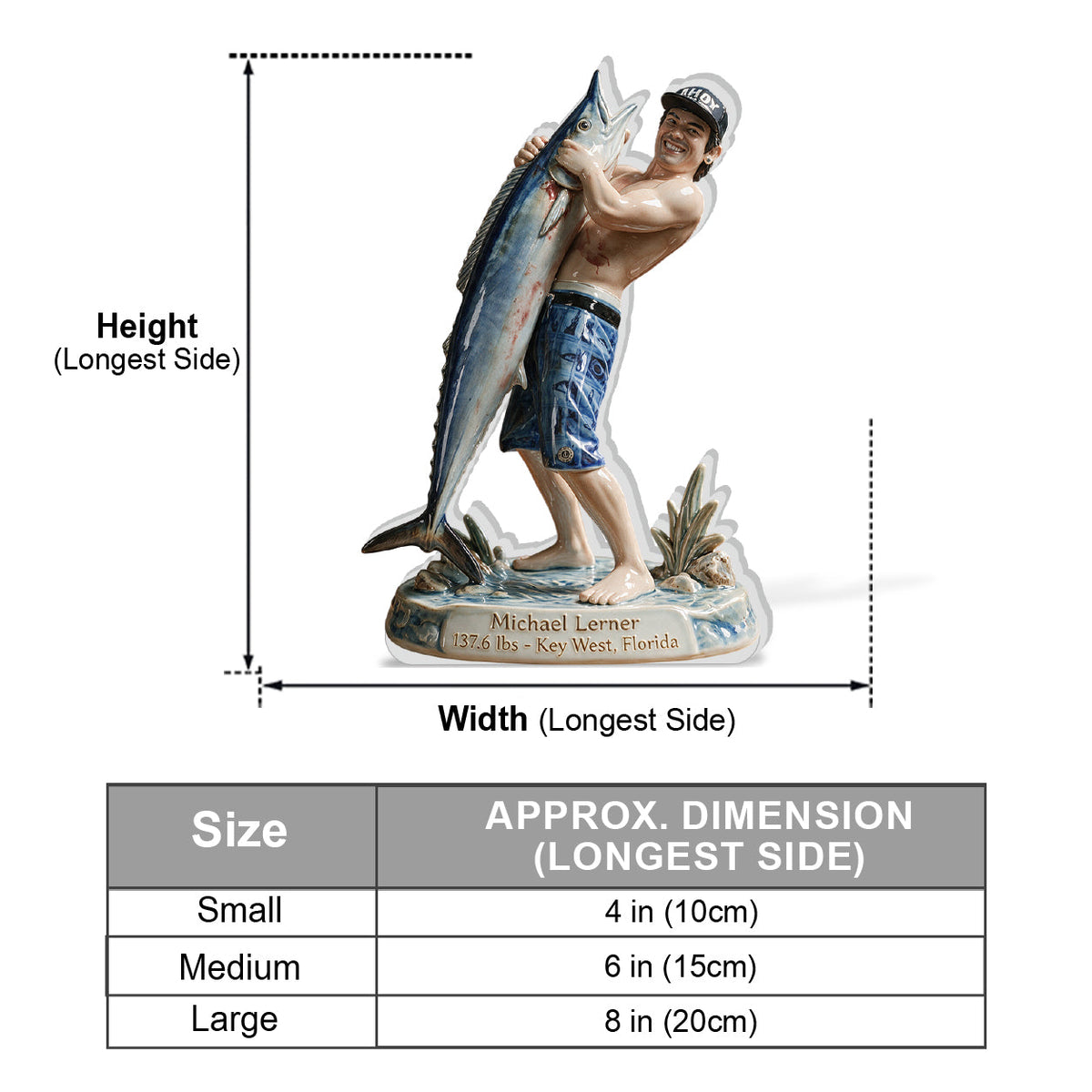 Personalized Custom Photo Middle-Aged Fishing Couple 3D Resin Plaque Fishing Home Decor