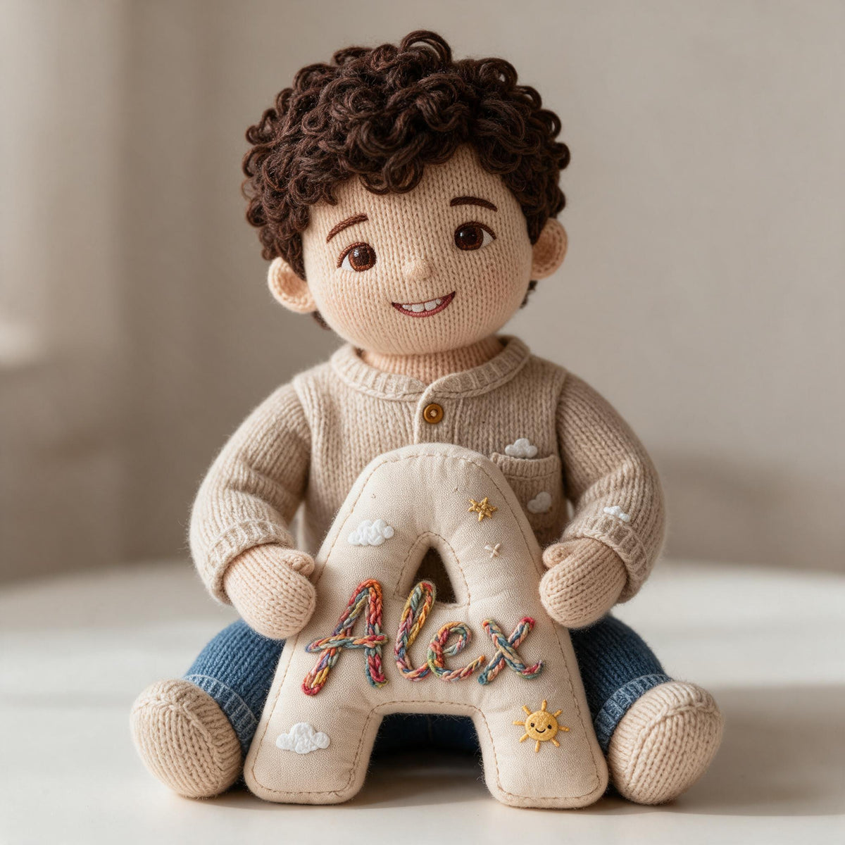 Personalized Custom Photo Latino Little Boy Faux Fur Pillow, Son Grandson Gift
