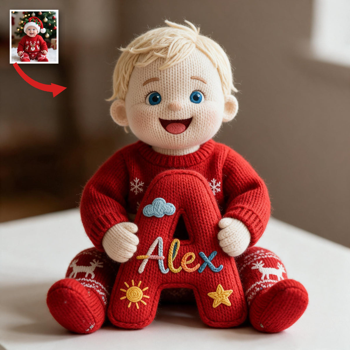 Personalized Custom Photo Christmas Baby Boy Faux Fur Pillow Kids Christmas Gift