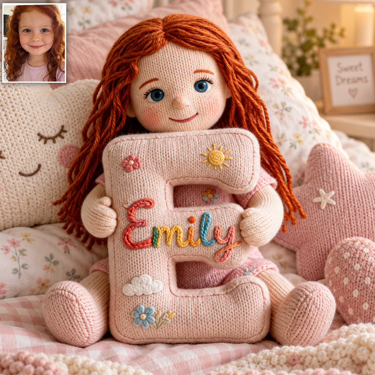 Personalized Custom Photo Christmas Black Christmas Baby Girl Gingerbread Faux Fur Pillow