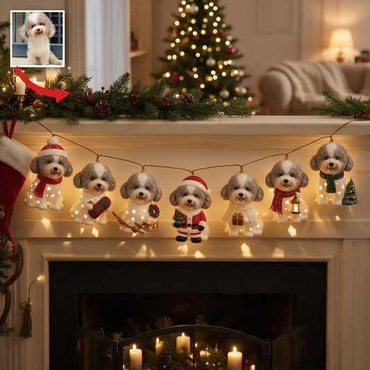 Personalisierte Foto Weihnachts Pudel Lichterkette Festliche Wohnkultur