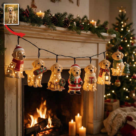 Personalisierte Foto Weihnachtslichter Golden Retriever Dekoration