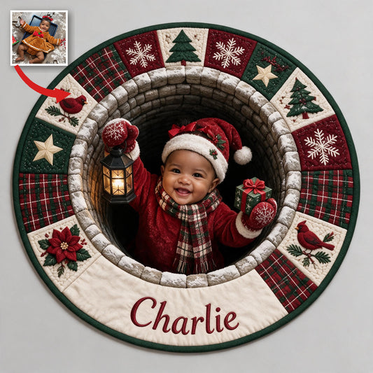 Personalisierter Weihnachts-Schwarz Weihnachts-Baby-Mädchen Anti-Rutsch Teppich