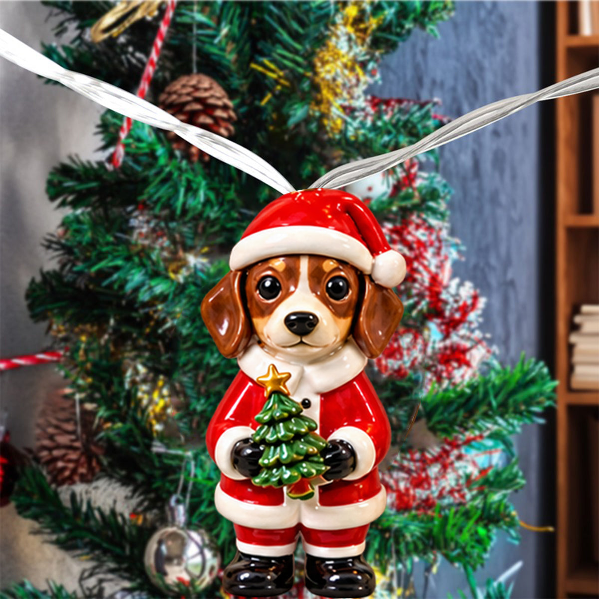 Personalized Custom Photo Christmas Black and White Spotted Dalmatian String Lights