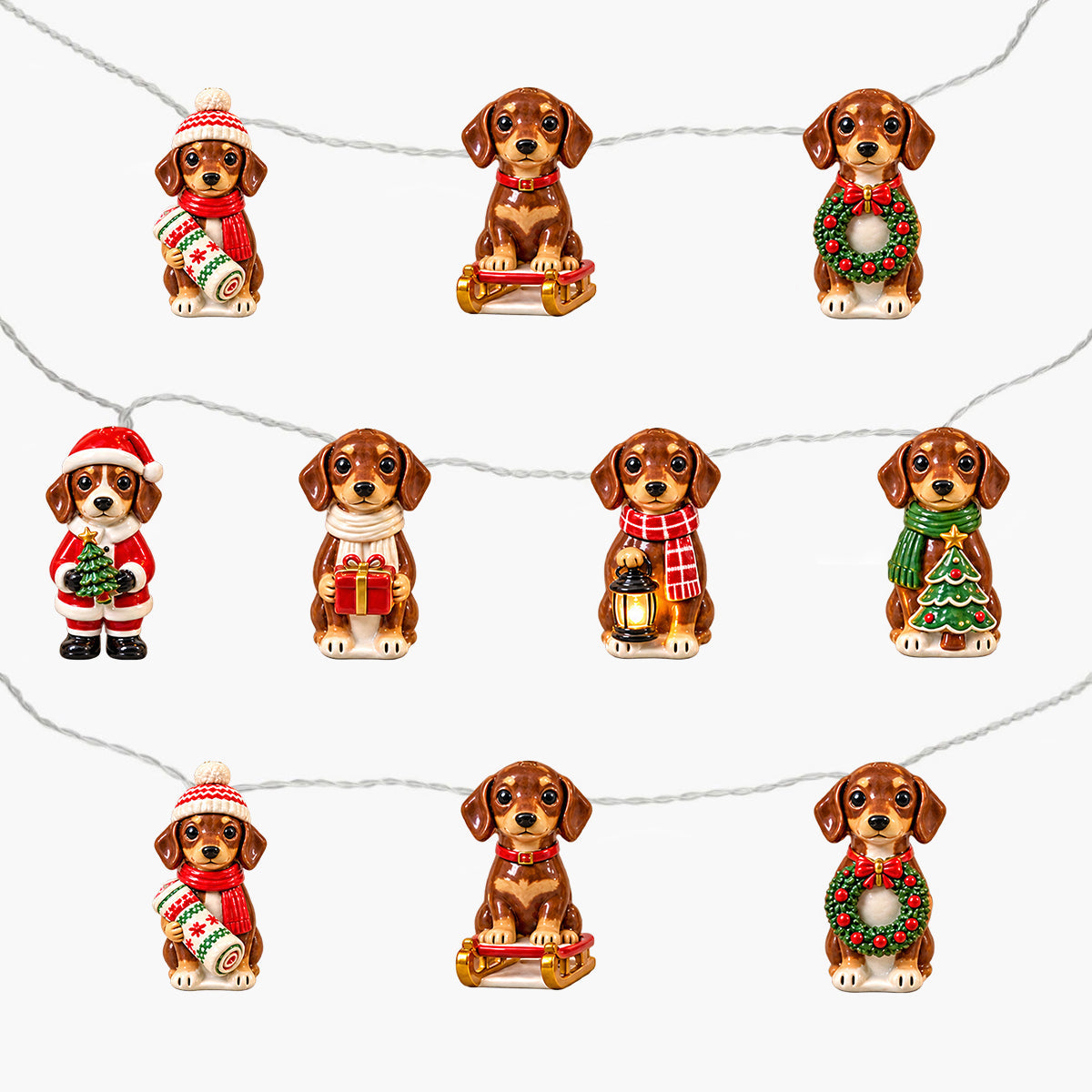 Personalized Custom Photo Christmas Tan and White Adult Shiba Inu String Lights Home Decor