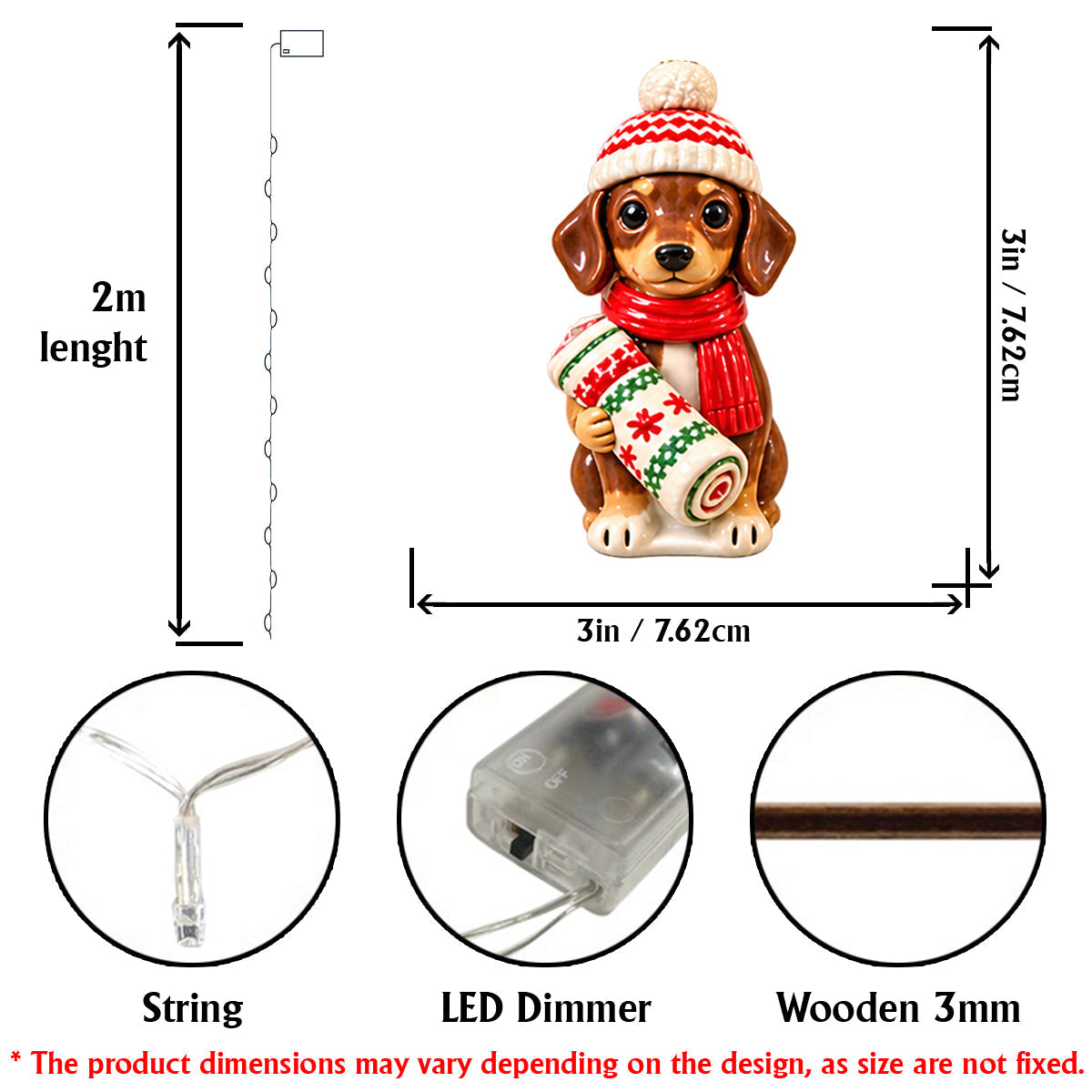 Personalized Custom Photo Christmas Fluffy Shih Tzu String Lights Holiday Decor