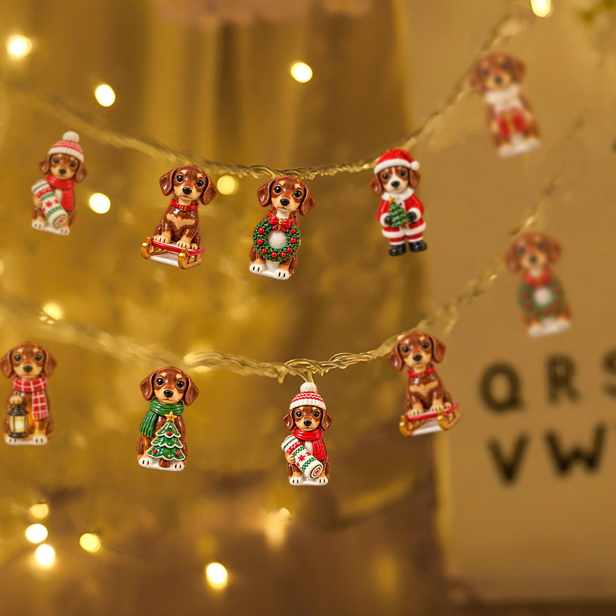 Personalized Custom Photo Christmas Golden Retriever String Lights Holiday Home Decor