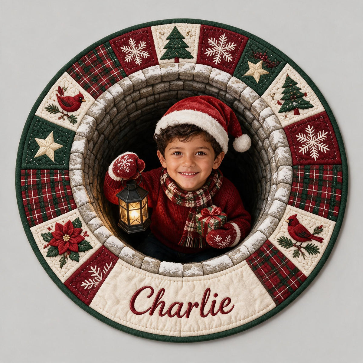 Personalized Christmas Latino Little Boy Non-Slip Tufted Rug Holiday Decor