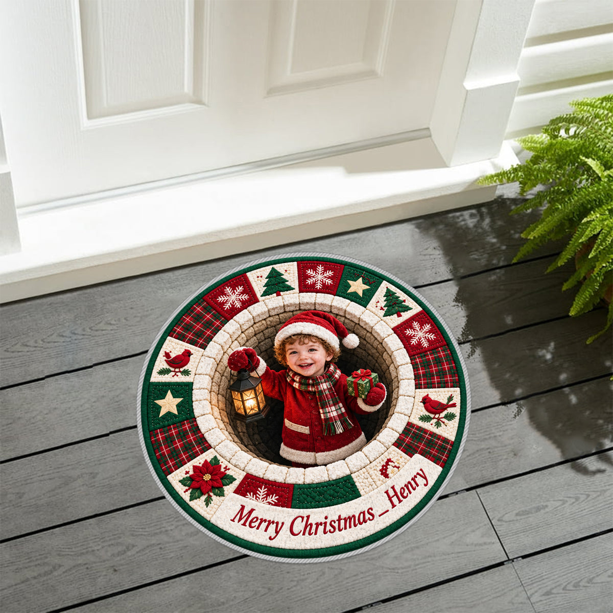 Personalized Christmas Baby Boy Non-Slip Tufted Rug Holiday Decor