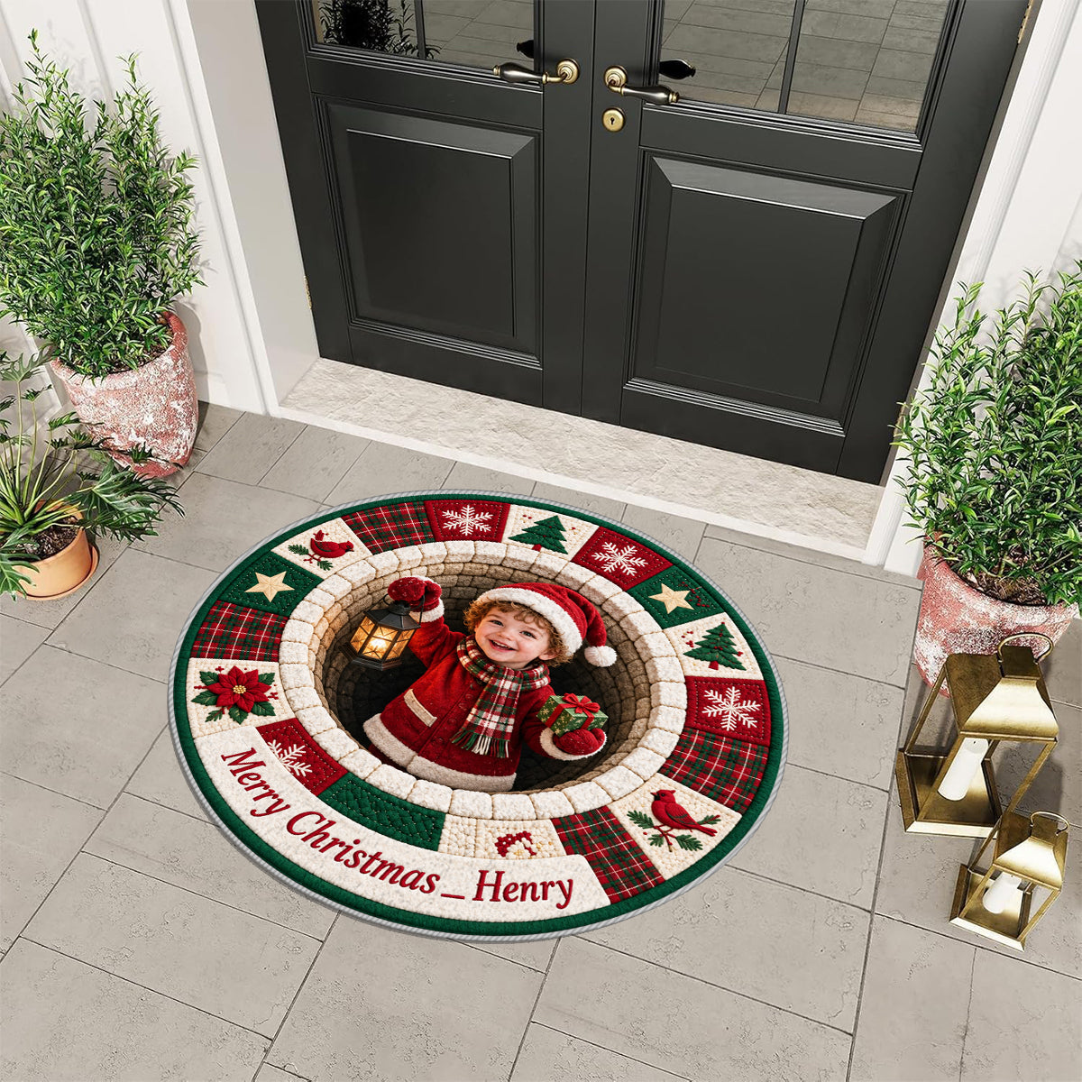 Personalized Christmas Latino Little Boy Non-Slip Tufted Rug Holiday Decor