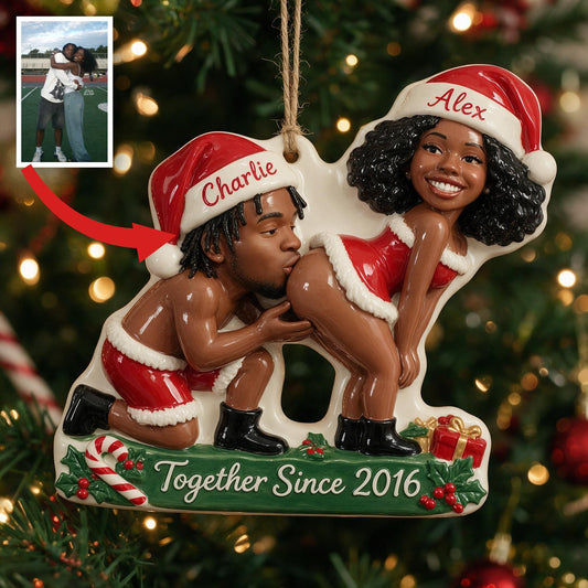 Personalisierte Foto-Weihnachtsornament für schwarze Paare