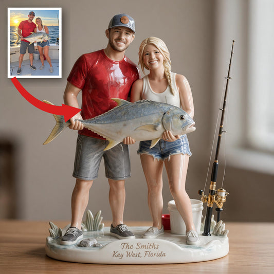 Personalisierte 3D Harzplatte für Anglerpaare – Einzigartiges Geschenk