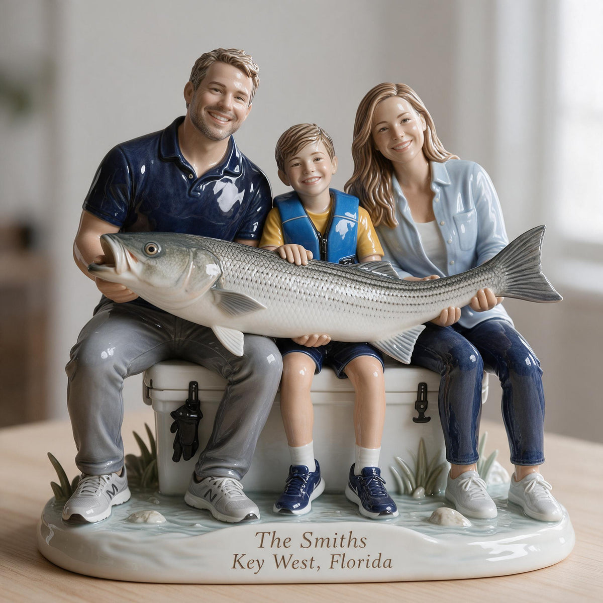 Personalized Custom Photo Fishing Family 3D Resin Plaque Home Decor