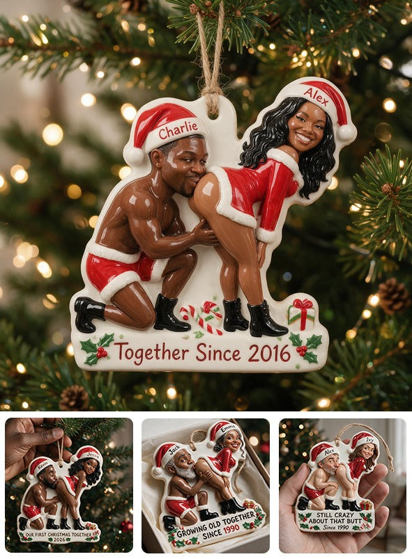 Personalized Custom Photo Christmas Black Couple Funny 3D Resin Ornament